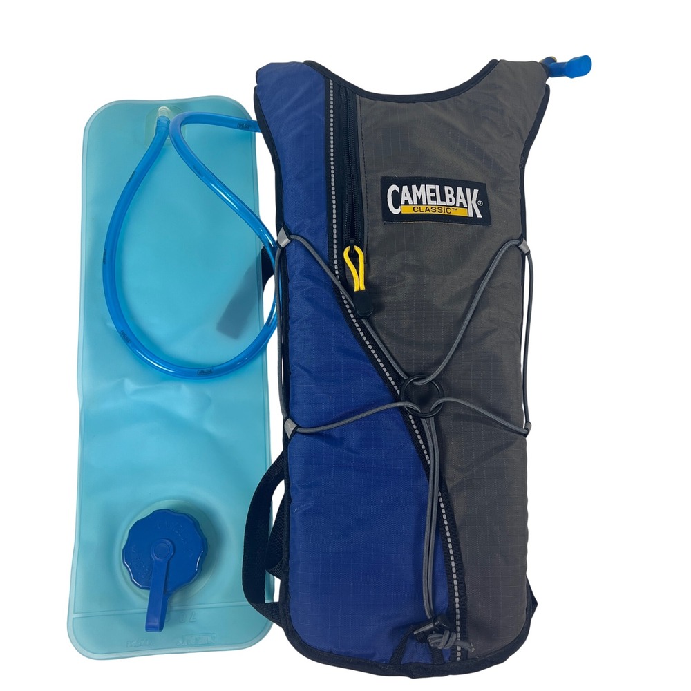 CamelBak Classic Hydration Backpack Blue Gray 70 oz 2L Reservoir Cycling Hiking